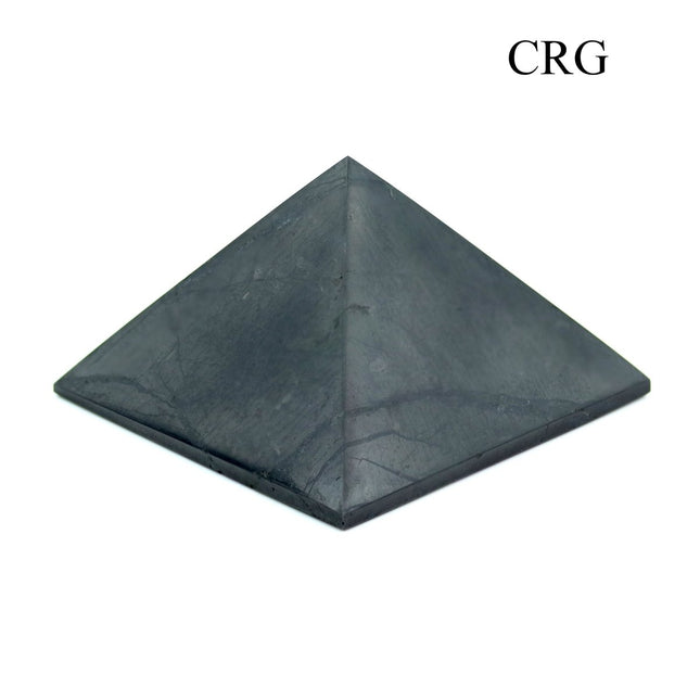 QTY 1 - Polished Shungite Pyramid / 6cm AVG - Crystal River Gems