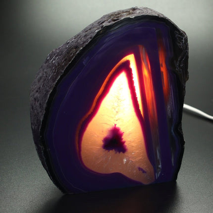 QTY 1 - Purple Agate Geode Lamp w/ Cord - CORD AND BULB INCLUDED