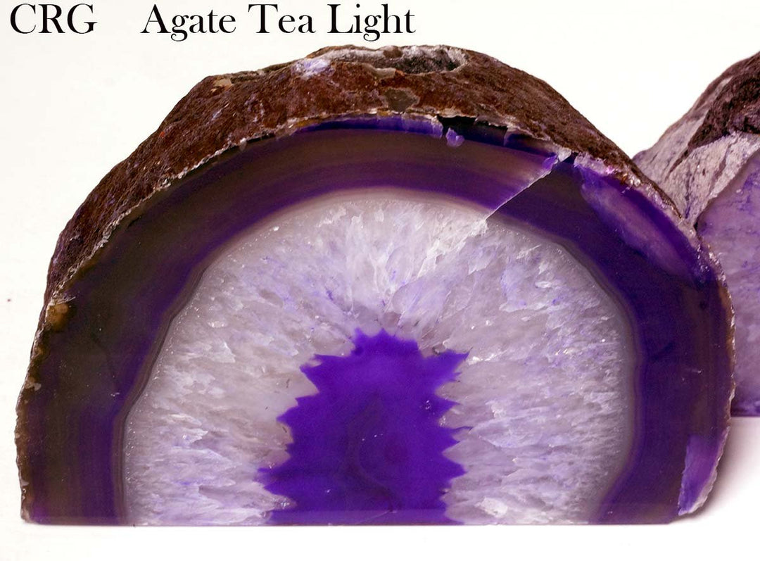 QTY 1 - Purple Agate Geode Tea Light Candle Holder / 4" AVG