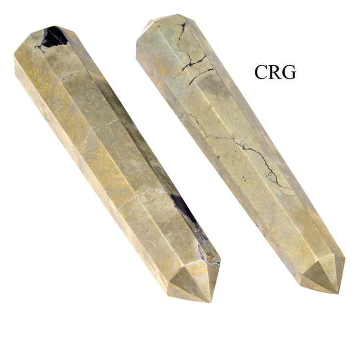 QTY 1 - Pyrite Double Pointed Wand / 4-5" AVG