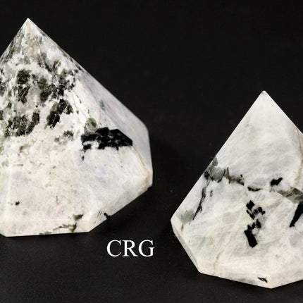 QTY 1 - Rainbow Moonstone Décor Diamond Point / 2" AVG - Crystal River Gems