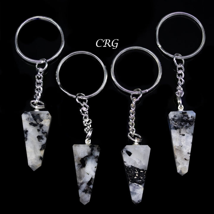 QTY 1 - Rainbow Moonstone Obelisk Keychain / 1" - 2" Avg.Crystal River Gems