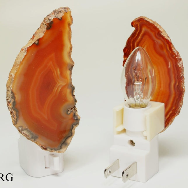 QTY 1 - Red Agate Nightlights Lamp with Bulb and Switch