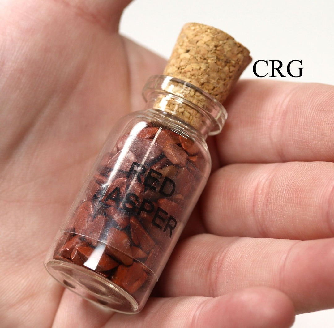 QTY 1 - Red Jasper Gemstone Chip Bottle / 3" AVG