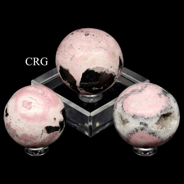 QTY 1 - Rhodonite Sphere / 30-40mm AVG - Crystal River Gems