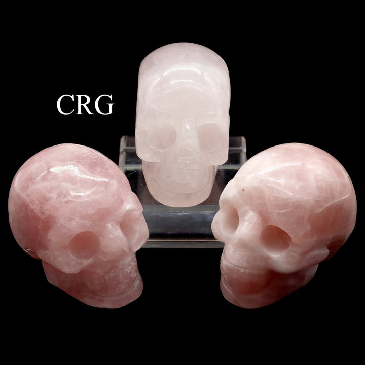 QTY 1 - Rose Quartz Gemstone Skull / 3" AVGCrystal River Gems