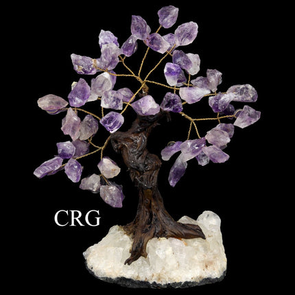QTY 1 - Rough Amethyst Gemstone Chip Tree with Druzy Base / 5.5-6.5" AVG
