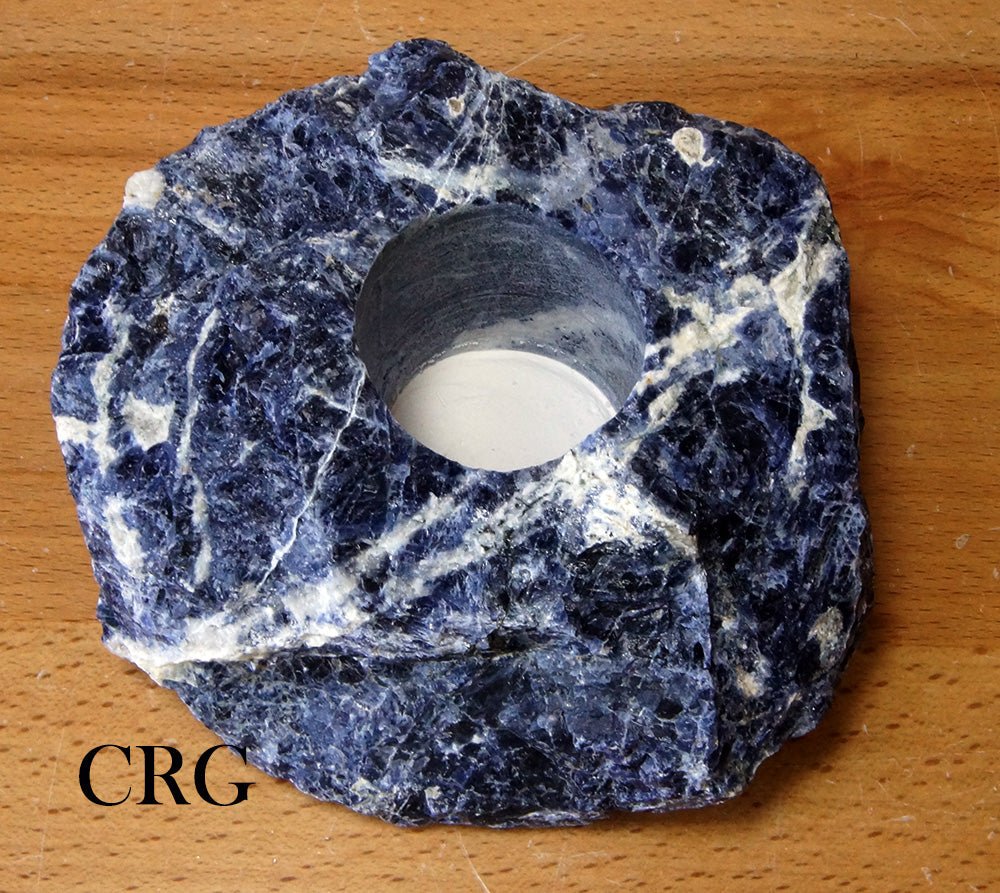 QTY 1 - Rough Sodalite Tea Light Candle HolderCrystal River Gems