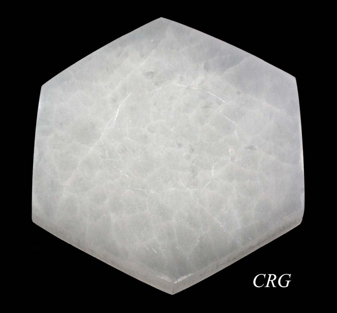 QTY 1 - SCRATCH & DENT Hexagon Selenite Slab Plate / 14cm AVG