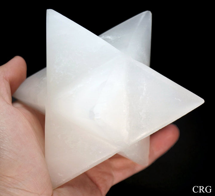 QTY 1 - SCRATCH & DENT Selenite Merkaba Star / 4" AVGCrystal River Gems