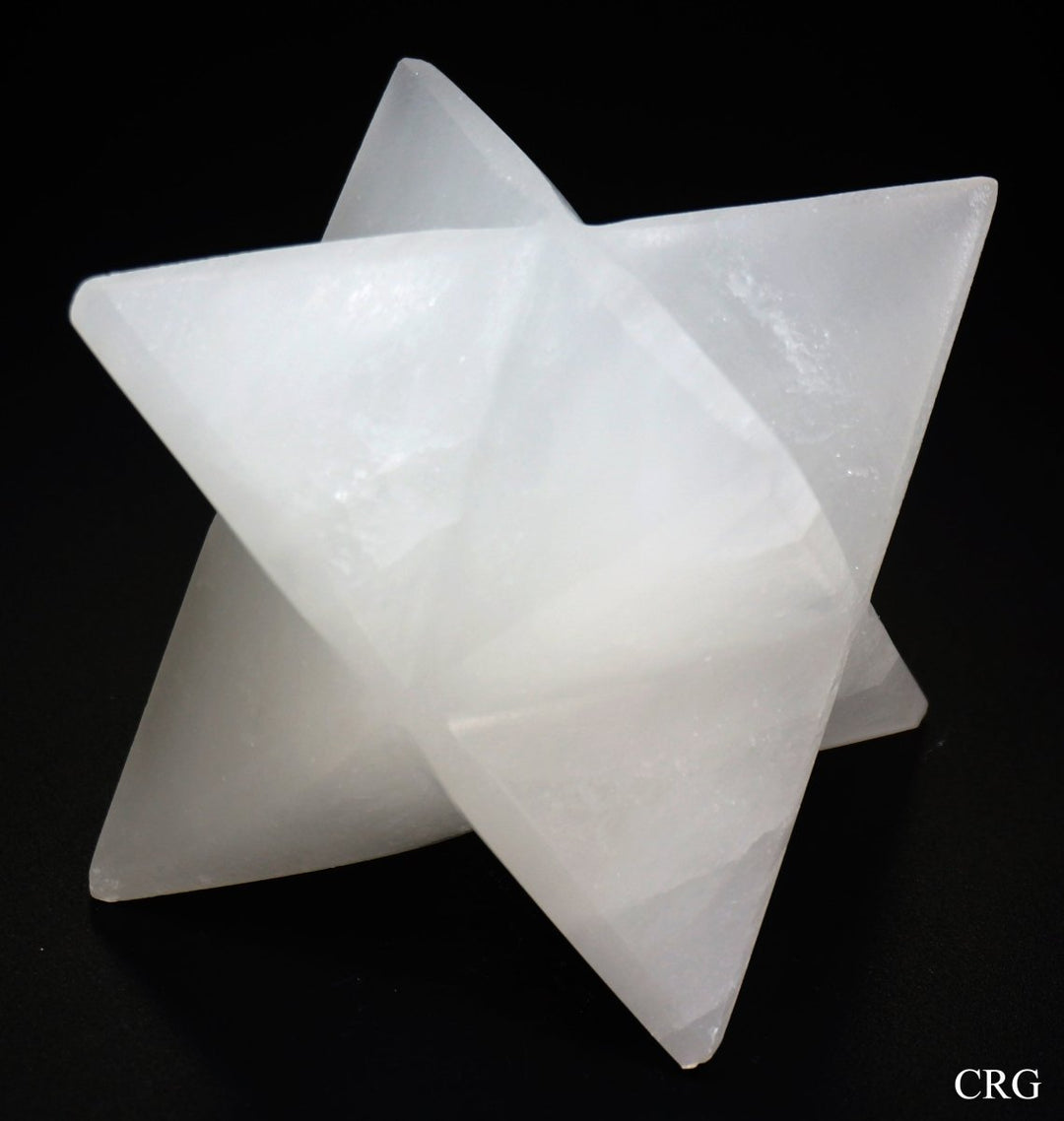 QTY 1 - SCRATCH & DENT Selenite Merkaba Star / 4" AVGCrystal River Gems