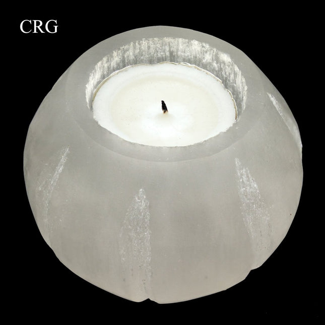 QTY 1 - Selenite Carved Tulip Candle Holder - Crystal River Gems