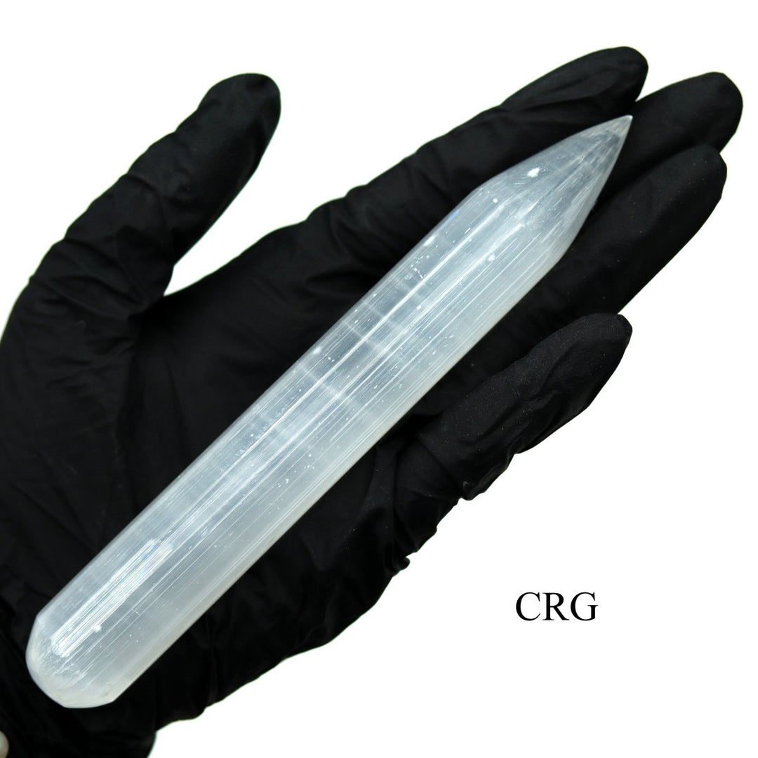 QTY 1 - Selenite Polished Thick Pencil Point Wand / 6" AVG