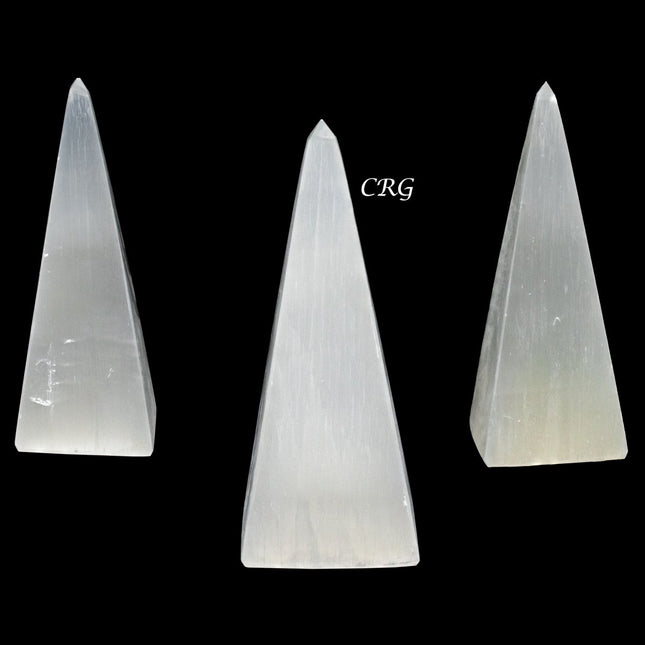 QTY 1 - Selenite Pyramid / 8" AVG - Crystal River Gems