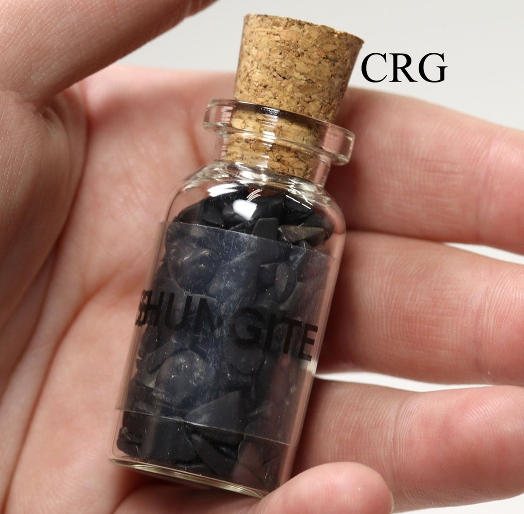 QTY 1 - Shungite Chip Bottle / 3" AvgCrystal River Gems