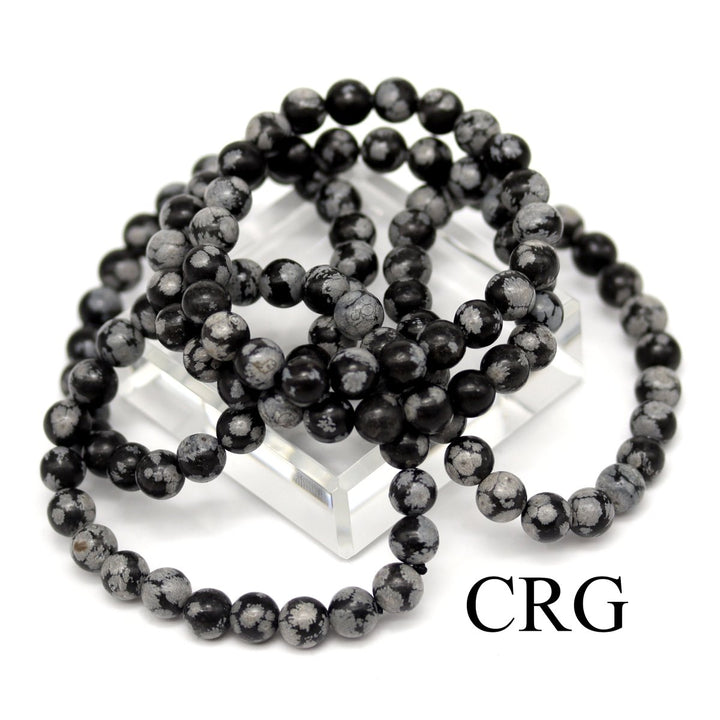 QTY 1 - Snowflake Obsidian Stretch Bracelet / 8mm AVGCrystal River Gems