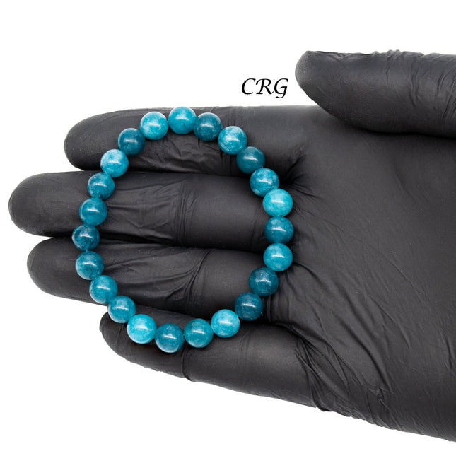 QTY 1 - Teal Agate Tumbled Bead Stretch Bracelet / 8mm AVG - Crystal River Gems