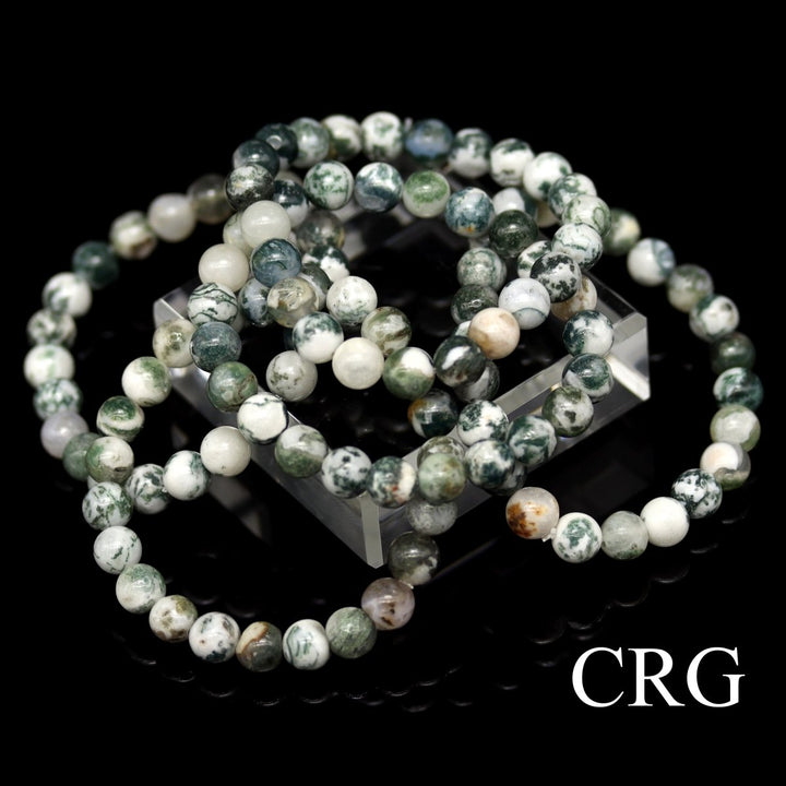 QTY 1 - Tree Agate Stretch Bracelet / 8 mm Round Beads
