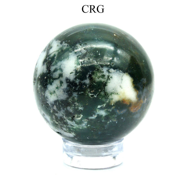 QTY 1 - Tree and Moss Agate Gemstone Sphere / 40-50mm AVG - Crystal River Gems