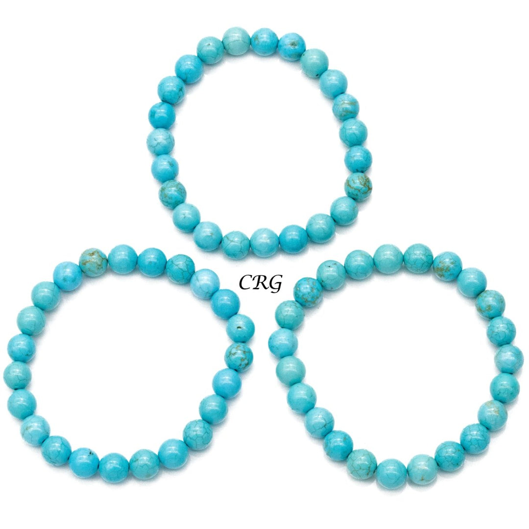 Qty 1 - Turquoise Premium Bead Stretch Bracelet / 8 mm AVG