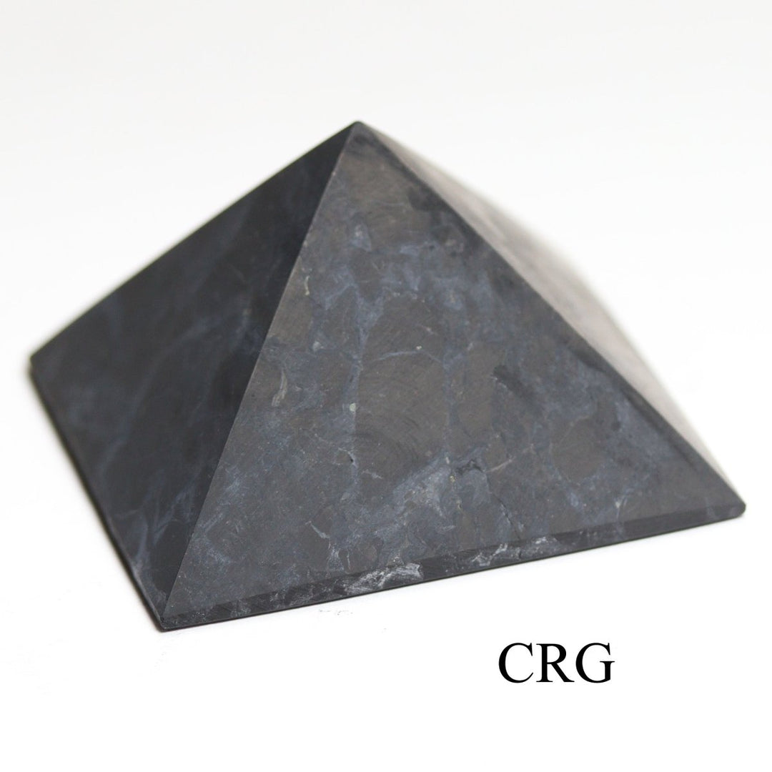 QTY 1 - Unpolished Shungite Pyramid from Russia / 5cm AvgCrystal River Gems