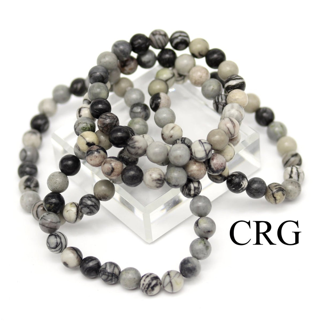 QTY 1 - Web Jasper Tumbled Bead Stretch Bracelet / 8mm AVGCrystal River Gems