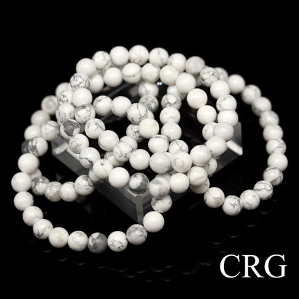 QTY 1 - White Howlite Stretch Bracelet / 8 mm Round Beads