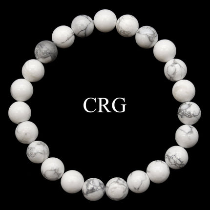 QTY 1 - White Howlite Stretch Bracelet / 8 mm Round Beads