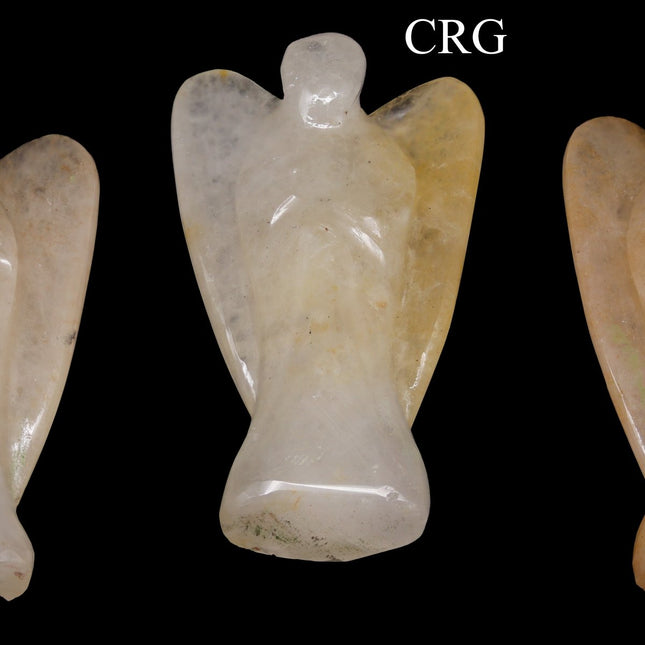 QTY 1 - Yellow Quartz Gemstone Pocket Angel / 2" AVG - Crystal River Gems