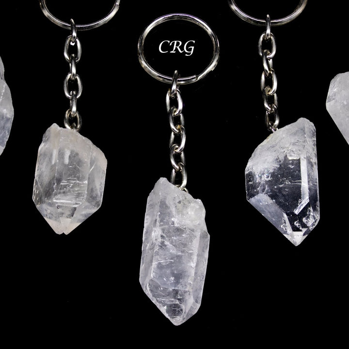 Quartz Keychains (5 Pieces) Size 1 to 1.5 Inches Crystal Point Pendants