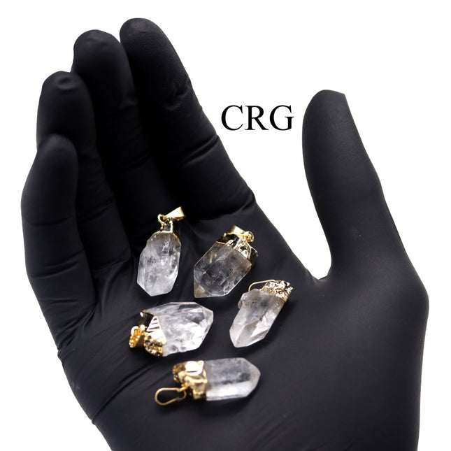 Quartz Point Pendant Gold-Plated (4 Pieces) Size 1 to 2 Inches Crystal Point Jewelry Charm