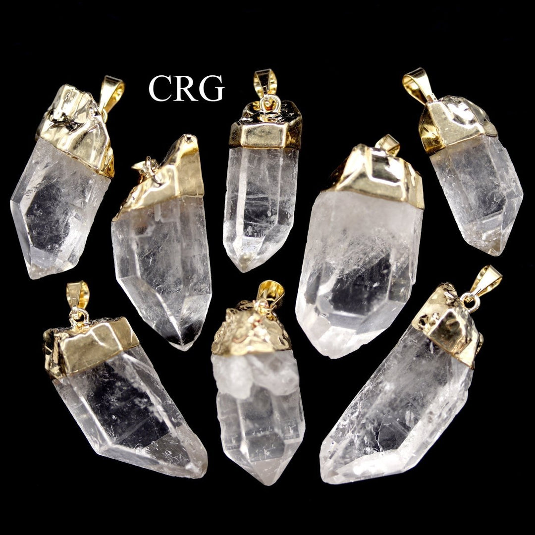 Quartz Point Pendant Gold-Plated (4 Pieces) Size 1 to 2 Inches Crystal Point Jewelry Charm
