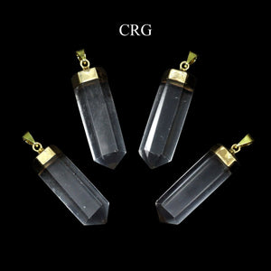 Clear Quartz Polished Point Pendant with Gold Plating (1 To 1.5 Inches) (2 Pieces)
