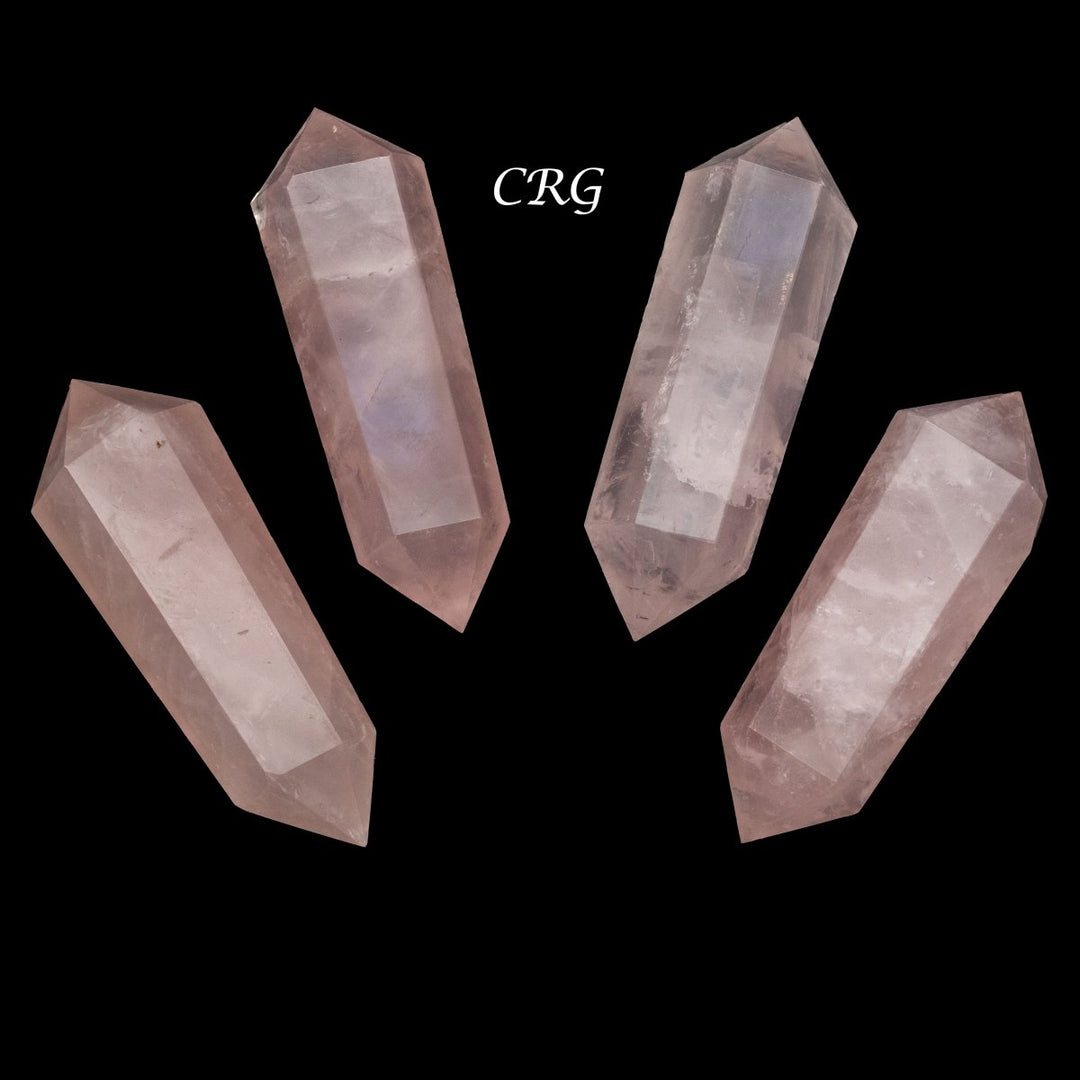 Rose Quartz Double Terminated Point (4 Pieces) Size 3 Inches 6-Sided Crystals