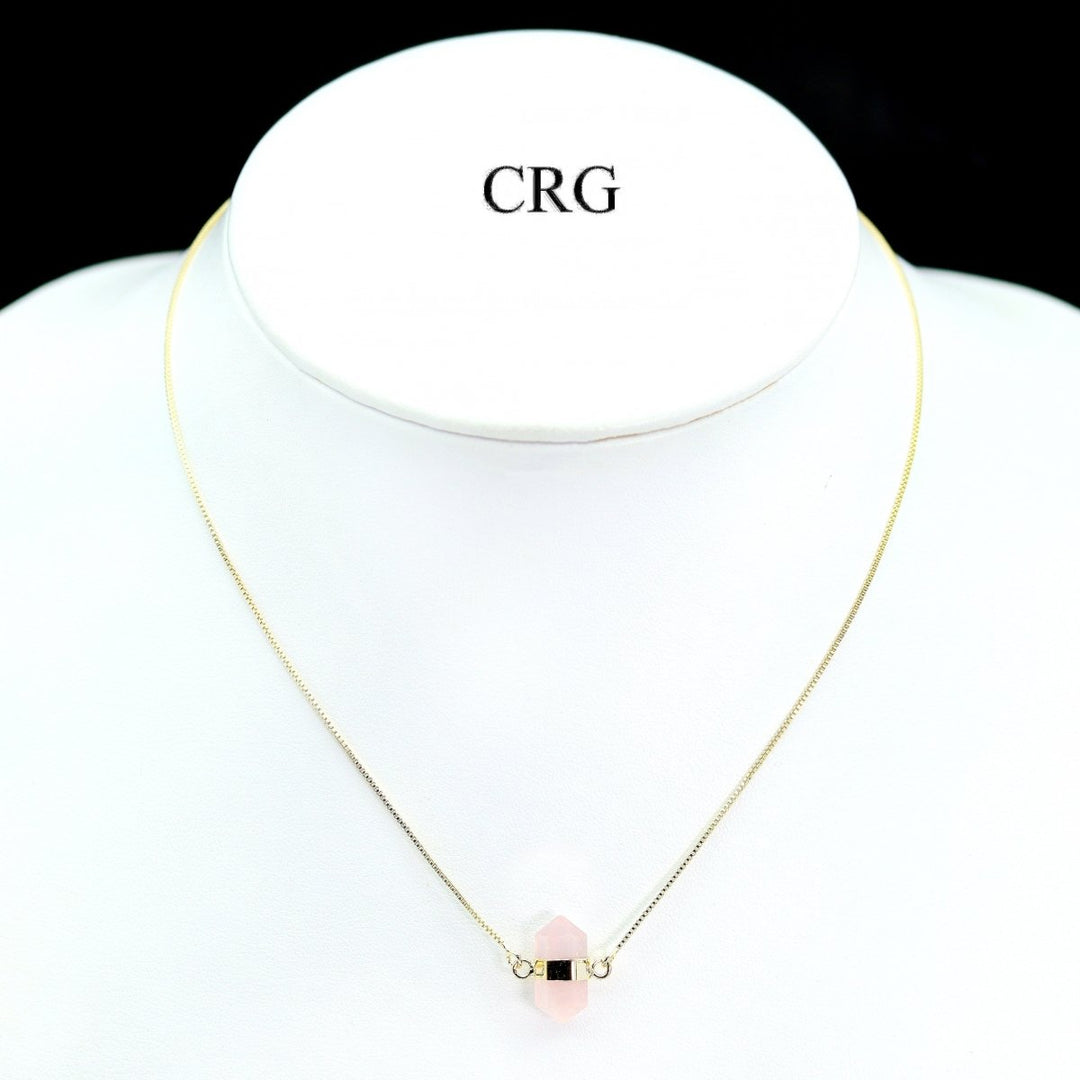 Rose Quartz Mini Point Necklace with Gold Plating (18 Inches) (1 Piece)Crystal River Gems