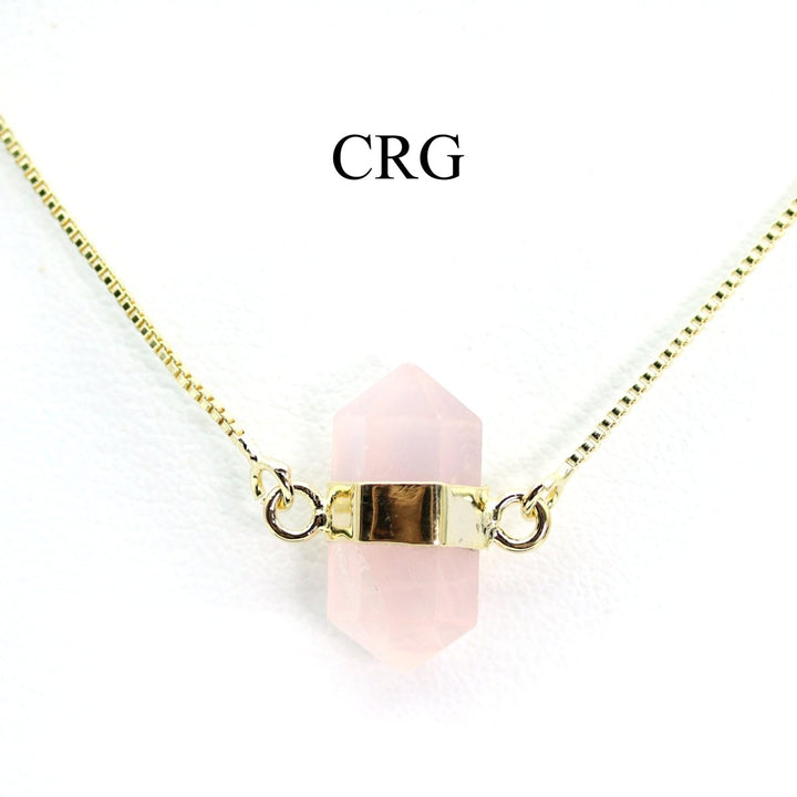 Rose Quartz Mini Point Necklace with Gold Plating (18 Inches) (1 Piece)Crystal River Gems