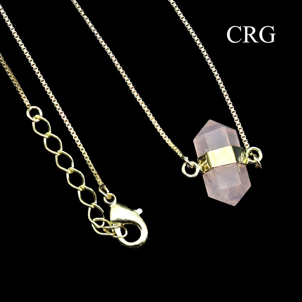 Rose Quartz Mini Point Necklace with Gold Plating (18 Inches) (1 Piece)Crystal River Gems