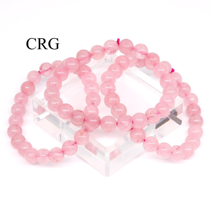 Rose Quartz Tumbled Bead Stretch Bracelet - 8 mm - QTY 1