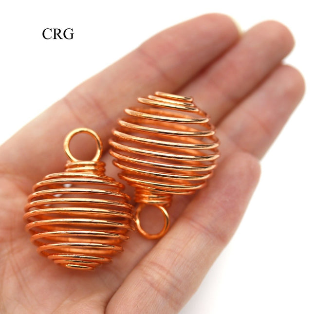 Round Spiral Cage Pendant Copper-Plated (5 Pieces) Size 1 Inch Wire Charms - Crystal River Gems