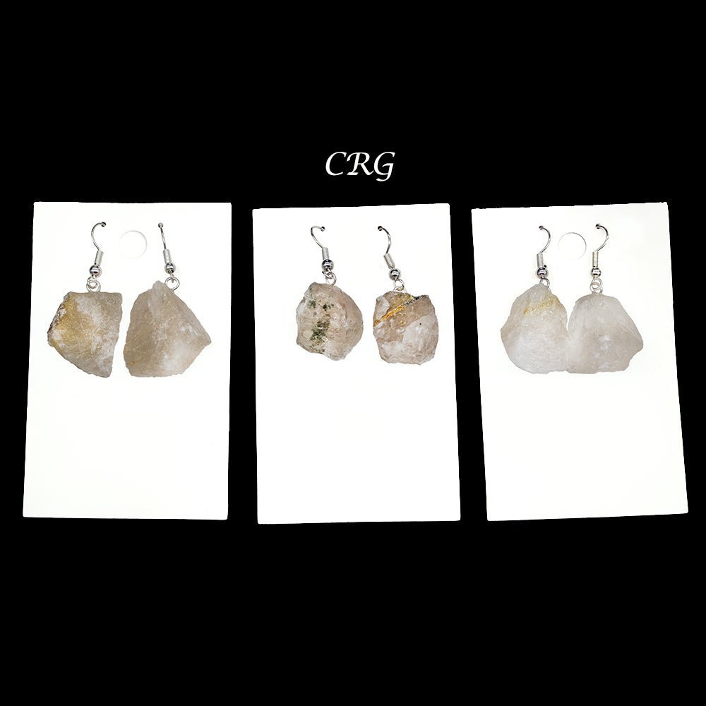 Rutilated Quartz Earrings with Silver-Plated Ear Wire (2 Pieces) Size 1 to 2 Inches Crystal Jewelry