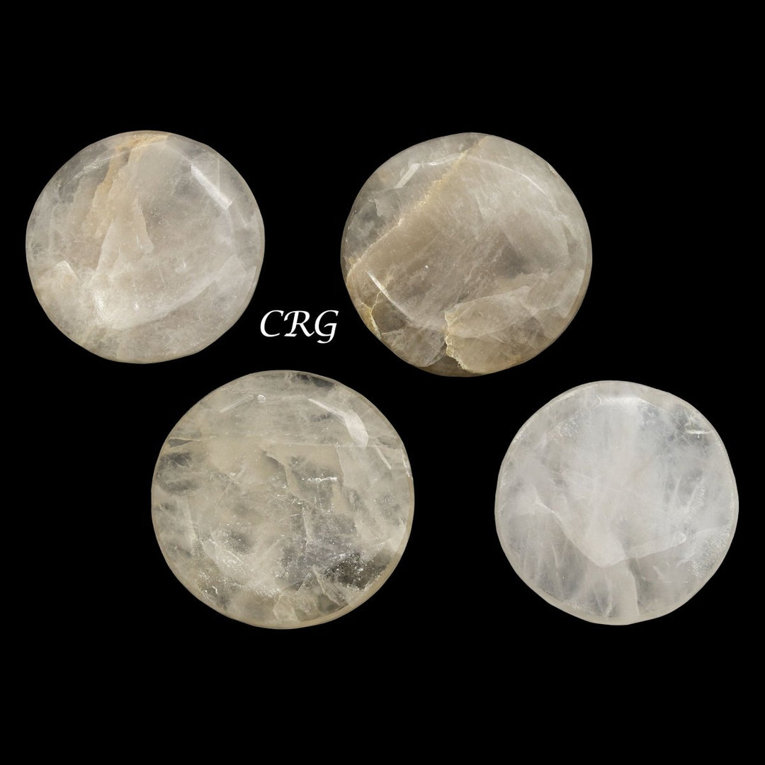 Rutilated Quartz Polished Pocket Stones (4 Pieces) Size 1.5 Inches Clear Crystal Gems