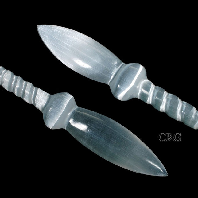 SCRATCH & DENT Selenite Knife Dagger w/ Spiral Handle / 7-8.5" Avg