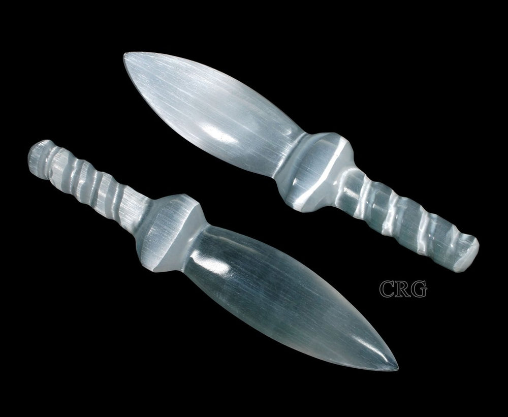 SCRATCH & DENT Selenite Knife Dagger w/ Spiral Handle / 7-8.5" Avg