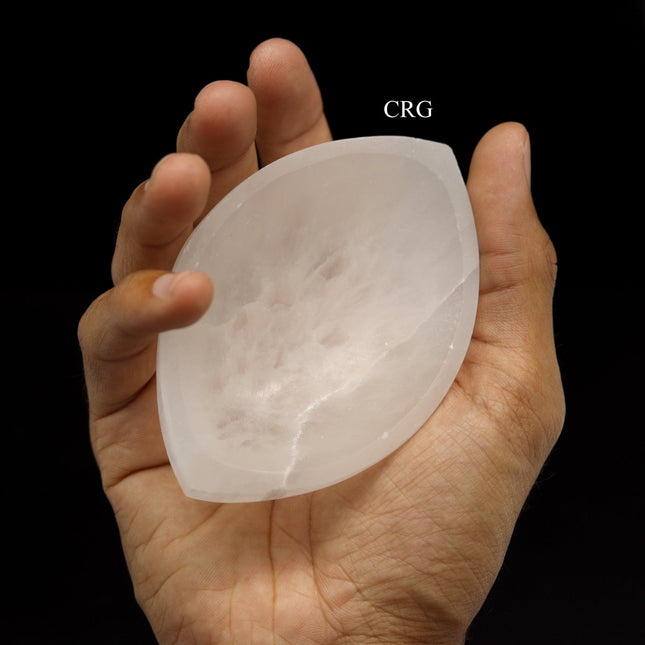 Selenite Eye Bowl (1 Piece) Size 10 by 6 cm White Polished Crystal Bowl - Crystal River Gems