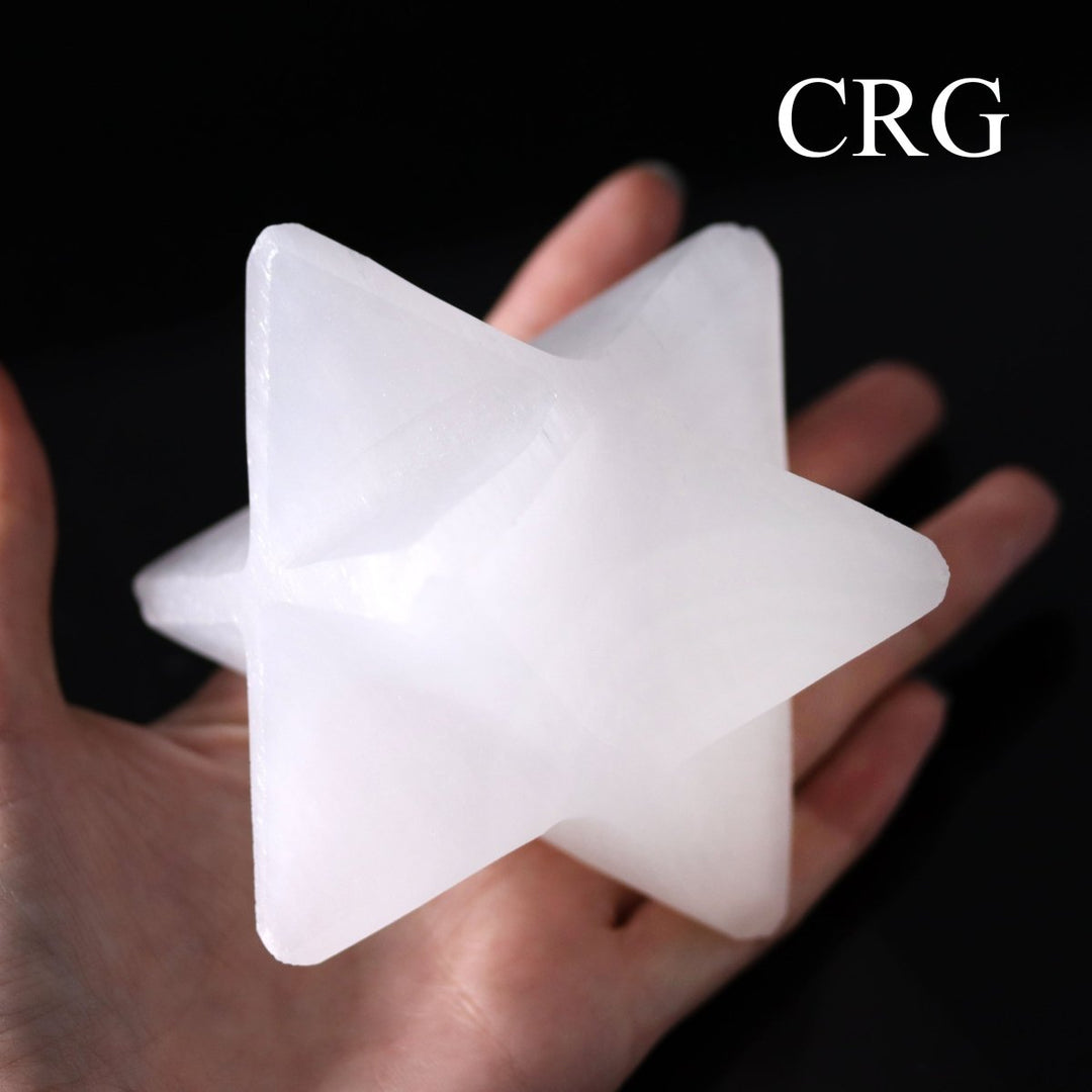 Selenite Merkaba Star (1 Piece) Size 2 to 3 Inches Polished Crystal Carving