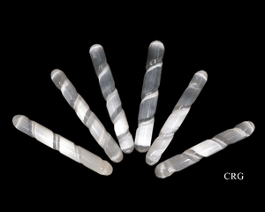 Selenite Polished Spiral Massage Wand 5 to 6 Inches (1 Piece)