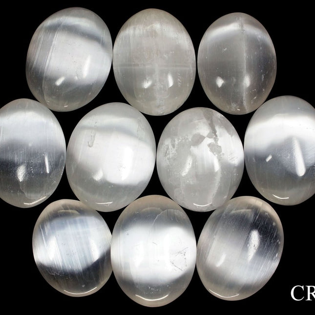 Selenite Small Palm Stone (1 Piece) Size 38 to 42 mm Polished White Worry/Palm Gemstone - Crystal River Gems