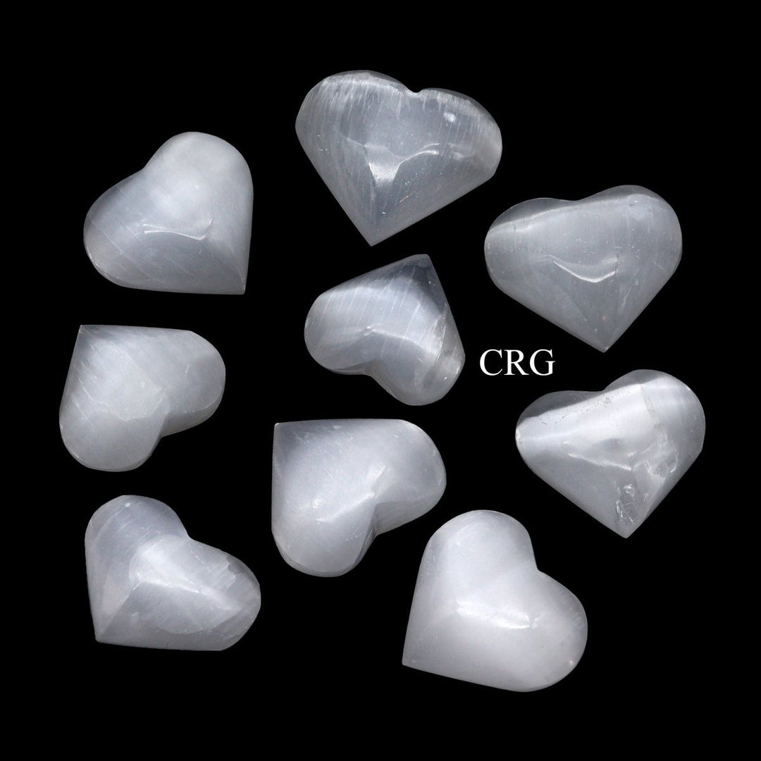 Selenite White Heart (4 Pieces) Size 20 to 30 mm Polished Puffy Crystal Heart