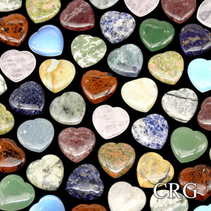 SET OF 10 - Assorted Gemstone Heart / 1.5