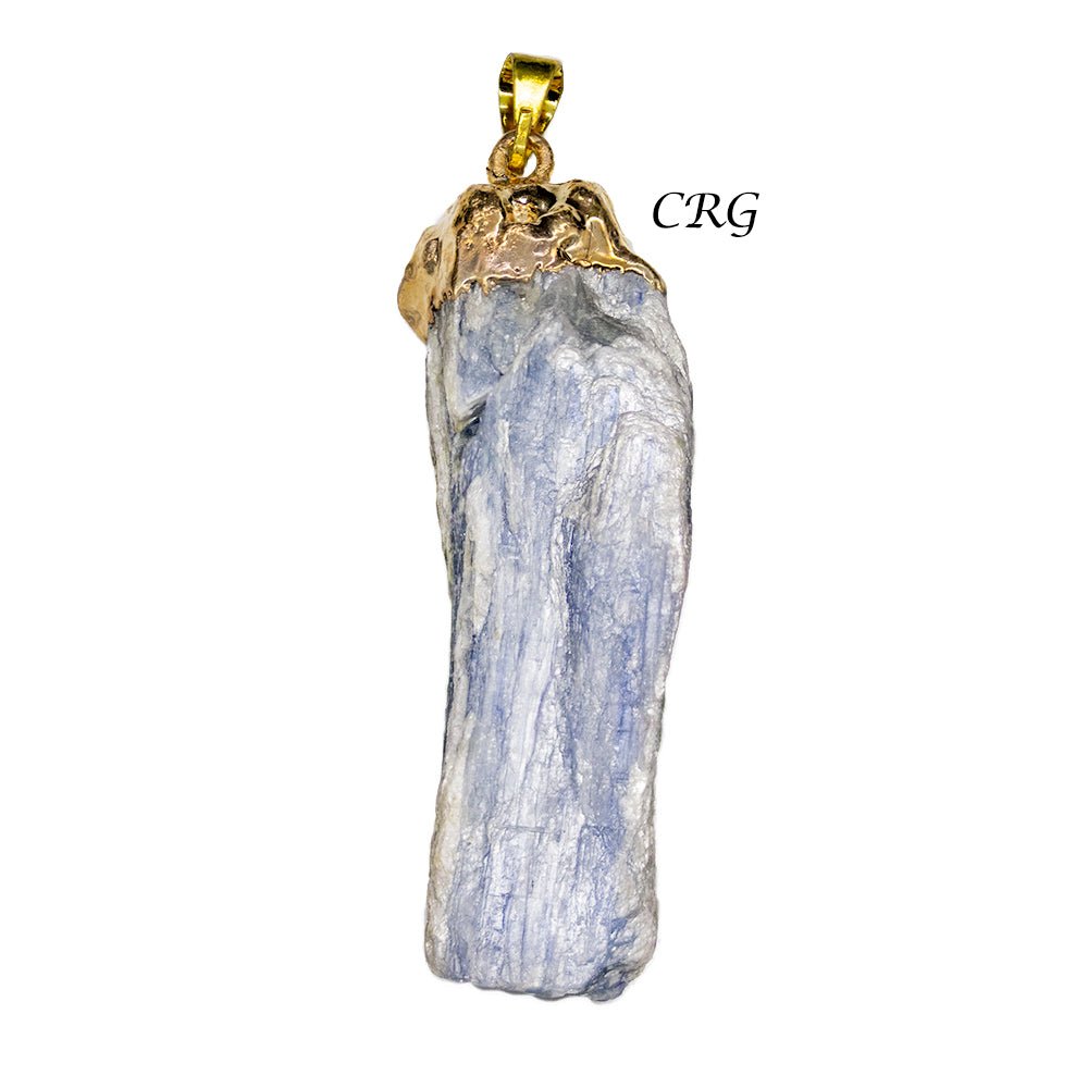 SET OF 10 - Blue Kyanite Blade Pendant with Gold Plating / 1-2" AVG